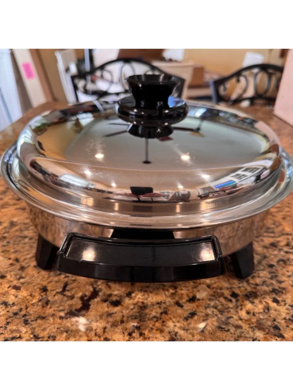 Liquid Core Stainless Steel Electric Skillet W/T Lid & Heat Control Unit Vintage